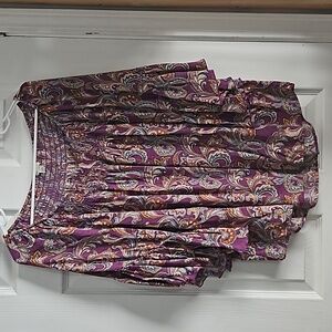 CATO BOHO PAISLEY BELLSLEEVE BLOUSE L